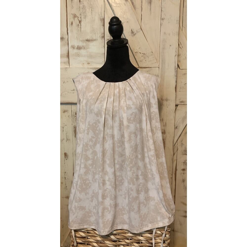 Calvin‎ Klein Women Abstract Print Pleat Neck Sleeveless Too SZ 3X NWT